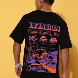 VEIRDO Men Graphic Printed Round Neck Pure Cotton Oversized T-shirt-image-94