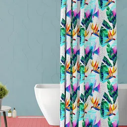 ArtzFolio White & Green Floral Printed Waterproof Shower Curtain-32