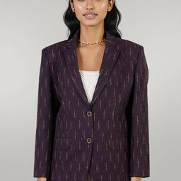 Talethread Ikat Printed Cotton Single-Breasted Casual Blazer-picture-11