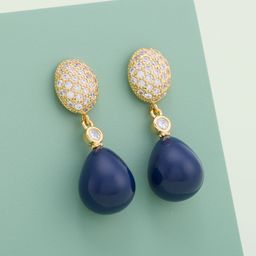 Kushal's Fashion Jewellery Gold-Plated Zircon Teardrop Shaped Drop Earrings-image-79