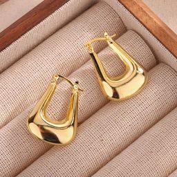 Designs & You Stainless Steel Gold-Plated Geometric Shaped Hoop Earrings-14
