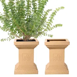 RUBOXA 2Pcs Brown Extra Large Tulsi Flower Pot-2