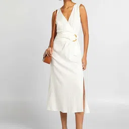 KIABI Solid Midi Wrap Dress-50