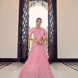 Fusionic Embroidered Semi-Stitched Lehenga & Unstitched Blouse With Dupatta-12