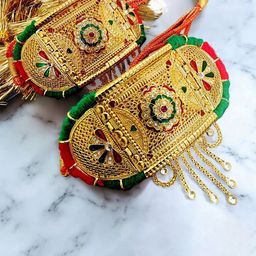 RAJASTHANI GAHANA Gold-Plated Stone Studded Armlet Bracelet-image-37