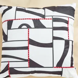 Home Centre White & Black Thames Printed Square Filled Cushion-image-21