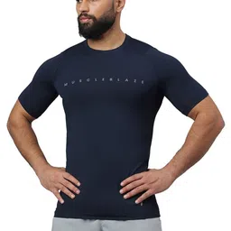 MuscleBlaze Unisex Brand Logo Printed Round Neck Compression T-shirt-55