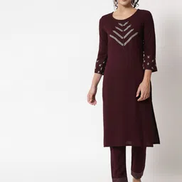 G4Girl Women Floral Embroidered Regular Kurta with Trousers-picture-10
