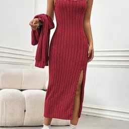 StyleCast x Revolte Women Striped Shoulder Straps Bodycon Midi Dress-image-34