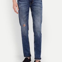 MEGHZ Men Micheal Slim Fit Slash Knee Light Fade Stretchable Jeans-image-22