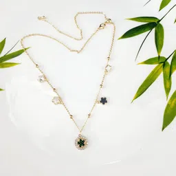 Piu Jewels Gold-Plated Artificial Stones Studded and Beads Beaded Chain-image-2