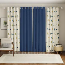 URBAN SPACE Blue & White Set of 4 Floral Door Curtain-image-81
