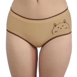 Moda Rapido Printed Seamless Mid-Rise Basic Briefs CAT_MUSTARD_XS-53