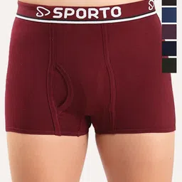 Sporto by Macho Pack Of 6 Combed Cotton Low -Rise Trunks Sporto-Plain-Mini-Tunk_6-80-picture-6