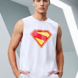 Bewakoof Official DC Merchandise Superman Logo Graphic Printed Oversized Vest 683960-41