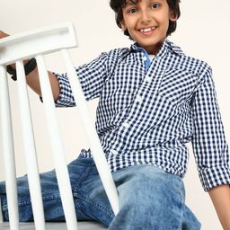 BONKIDS Boys Checked Long Sleeves Pure Cotton Shirt-image-91