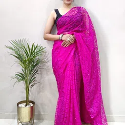 HI FI NX Floral Net Saree-picture-2