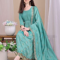 KALINI Women Embroidered Anarkali Kurta Set-image-75