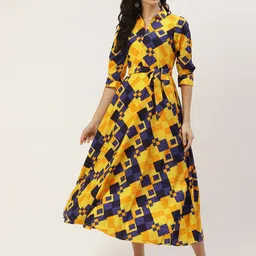 Mast & Harbour Women Floral Print Crepe Fit and Flare Dress-image-3
