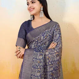 TASRIKA Geometric Woven Design Tissue Ikat Saree-picture-37