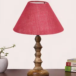 Aura Pink Wood Traditional Abstract Shaped Table Lamp-5