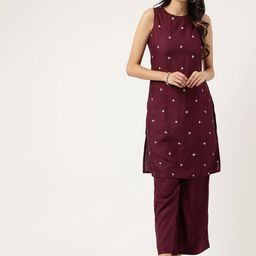 HERE&NOW Women Floral Embroidered Kurta with Palazzo-image-63
