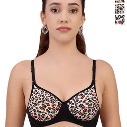 SELFCARE Pack Of 3 Animal Print Full Coverage Lightly Padded T-shirt Bra-picture-12