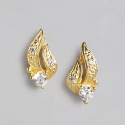 Carlton London 925 Sterling Silver 18Kt Gold-Plated CZ Contemporary Studs Earrings-13