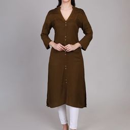 DELIS Mandarin Collar Pleated Straight Kurta-image-105