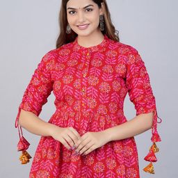 Royal Marque Floral Print Mandarin Collar Cotton Peplum Top-image-63