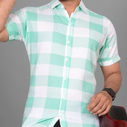 Metronaut Men Spread Collar Buffalo Checked Casual Shirt-image-77