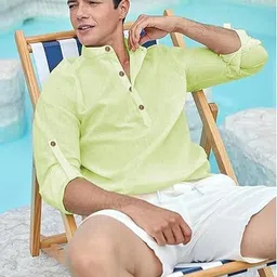 Edin Men Sea Green Straight Blended Kurtas-picture-39