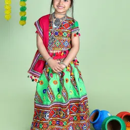 BANJARA INDIA Girls Embroidered Thread Work Ready to Wear Lehenga & Blouse With Dupatta-image-66