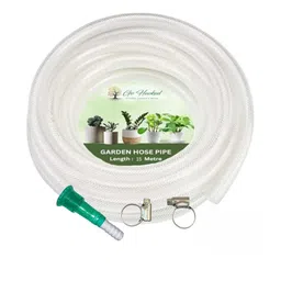 Go Hooked 15 Metre Clear Braided PVC Hose Pipe with Hose Connector And Clamps-86