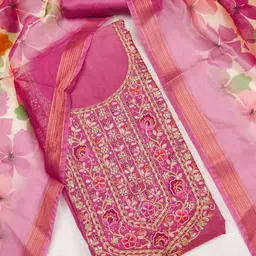 Mitera Embroidered Pure Cotton Unstitched Dress Material-image-12