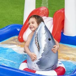 Inflatable (IND*24) Floating Shark Pool Play Center for Kids With Free Pump Inflatable Swimming Pool-25