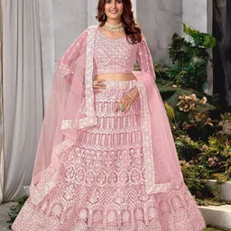 VARNI FABRICS Embroidered Thread Work Semi-Stitched Lehenga & Unstitched Blouse With Dupatta-24