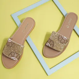 AIWIE Women Embroidered Ethnic Open Toe Flats-picture-13