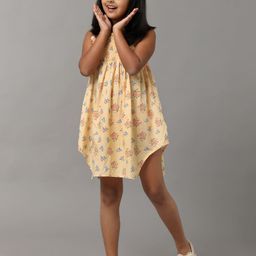 UNDER FOURTEEN ONLY Girls Floral Print Smocked A-Line Dress-image-95