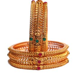 POSHIFY Set of 6 Gold-Plated Pure Brass Artificial Stones and Beads Bangles-image-81