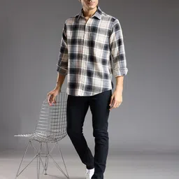 R.Code by The Roadster Lifestyle Co. Men Classic Fit Tartan Checked Cotton Casual Shirt-image-61