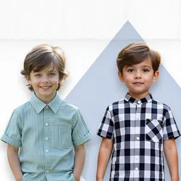 KIDGARB Multi Polycotton Cutaway Collar Printed Shirts-image-66