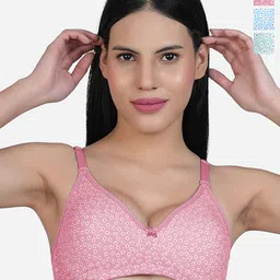 SHYAM SONS FLAIR NewSara Pack Of 3 Floral Printed Full Coverage Seamless T-shirt Bra-picture-3