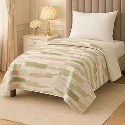 Signature Green & Beige Microfiber 600 GSM Single Bed Comforter-picture-36