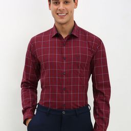 Allen Solly Men Spread Collar Checked Cotton Slim Fit Formal Shirt-picture-44