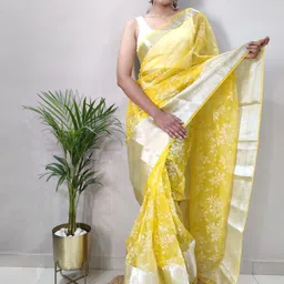 Panzora Ethnic Motifs Sequinned Organza Ready to Wear Saree-image-50