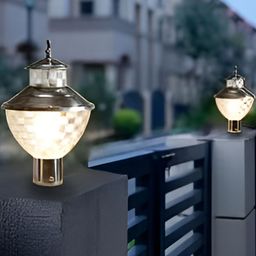 KINIS 2 Pieces Transparent Frustum Shaped Weatherproof Outdoor Pole Lamp-1