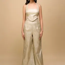 Samyukta Singhania Women Woven Design Halter-Neck Top With Trousers Co-Ords-image-56