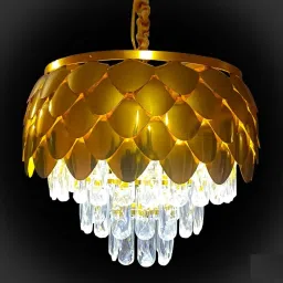 300 MM Gold Finish 3 Different Color Mode Changing Energy Saving Crystal Led Chandelier Ceiling Lamp-picture-0
