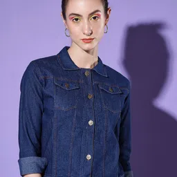 DIMPY GARMENTS Women Lightweight Denim Jacket with Embroidered-21